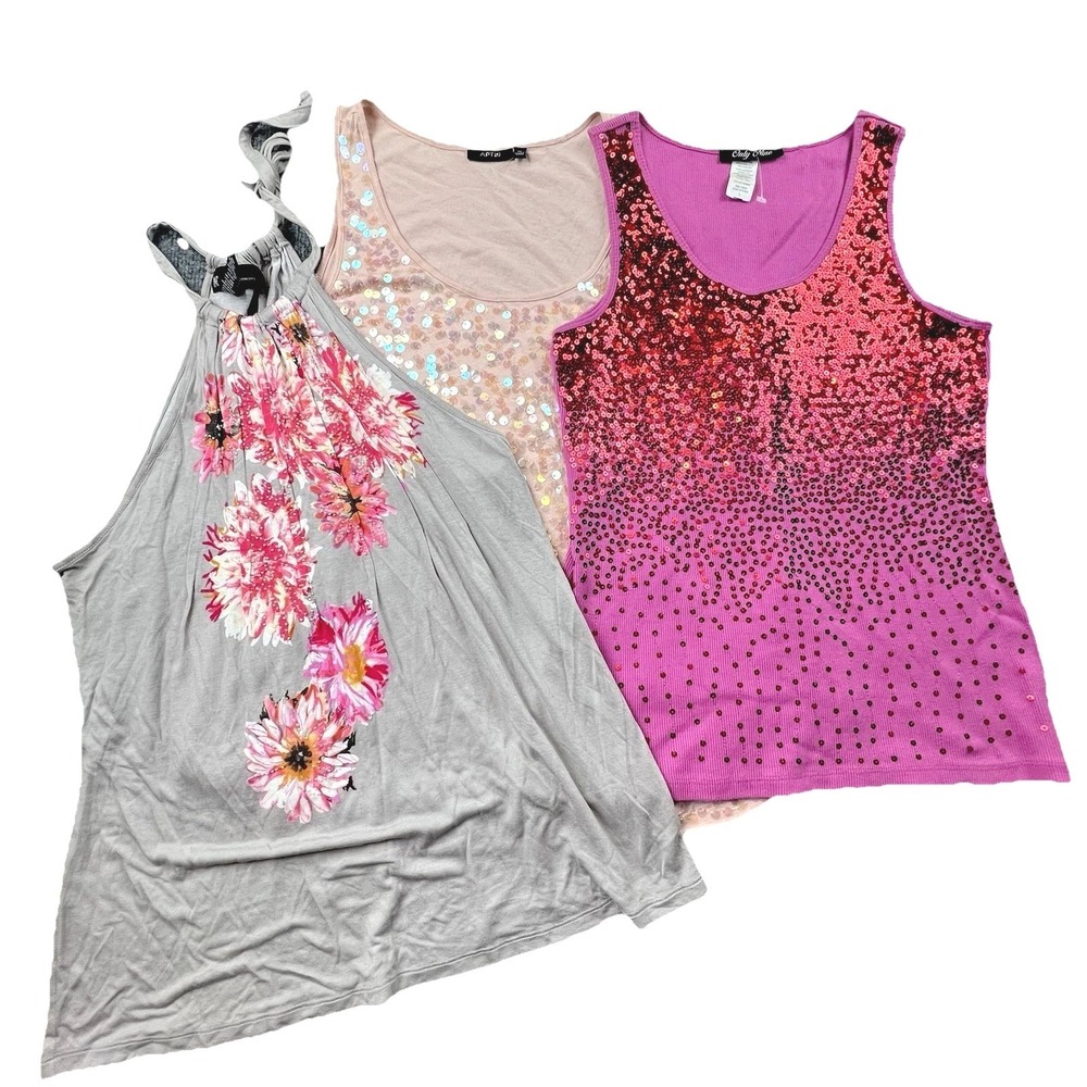 Sequin Tank‎ Top Bundle Lot XL/L Apt 9 Only Mine INC Floral Halter